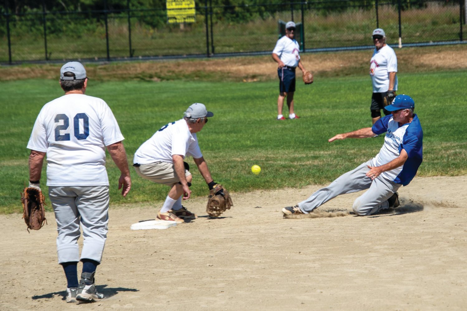 SLIDING IN: Don O’Leary slides into second base. (Submitted photos)